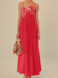 Nerissa | Fish Embroidery Cut Out Spaghetti Strap Cocktail Dress