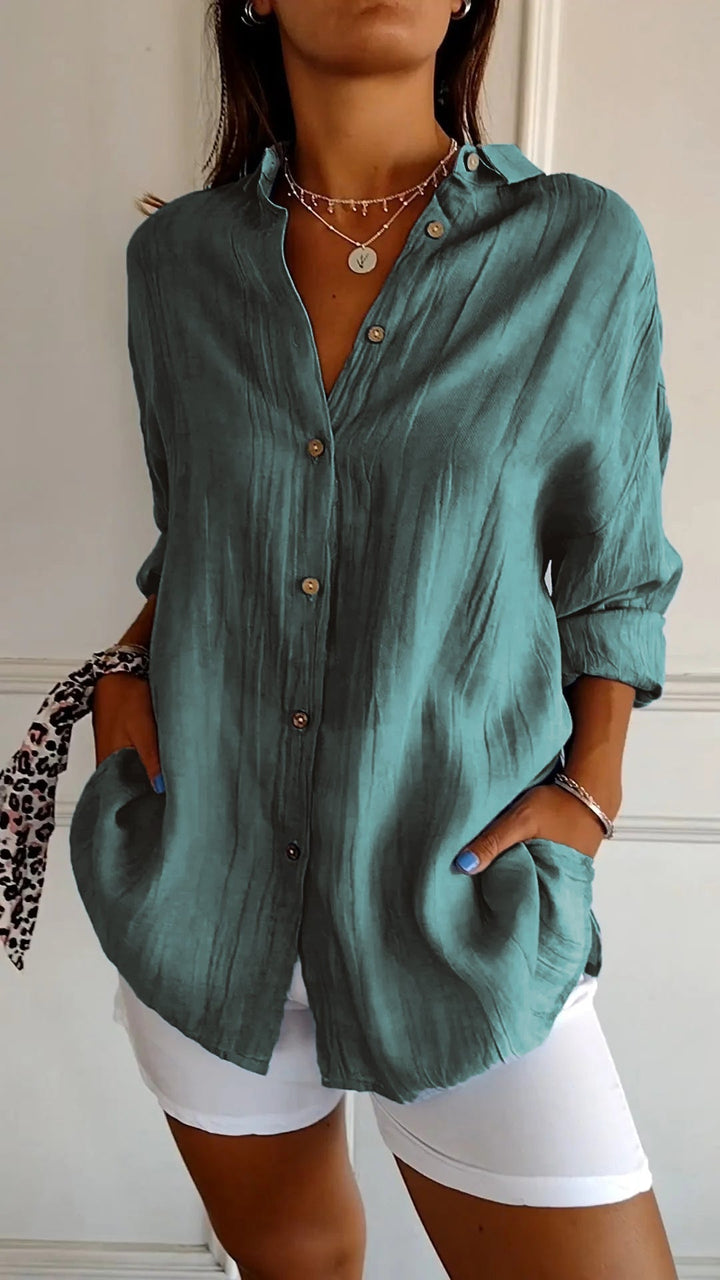 Sonoma | Crinkle Texture Button-Down Tunic Blouse