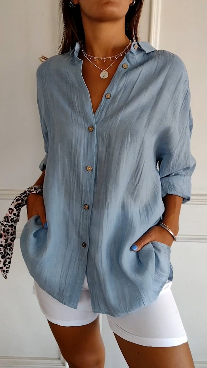 Sonoma | Crinkle Texture Button-Down Tunic Blouse