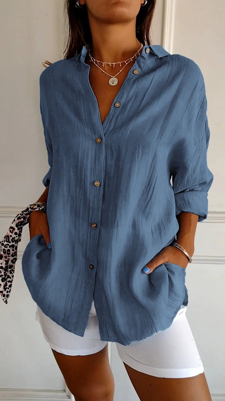 Sonoma | Crinkle Texture Button-Down Tunic Blouse
