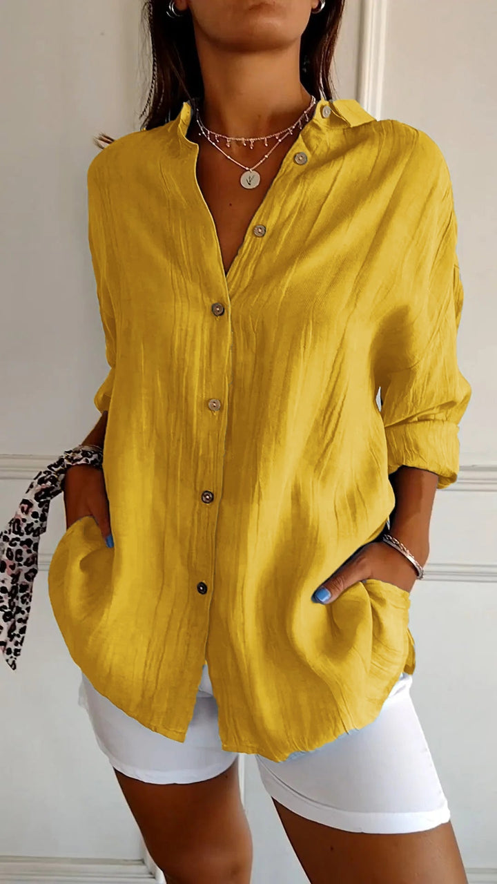 Sonoma | Crinkle Texture Button-Down Tunic Blouse