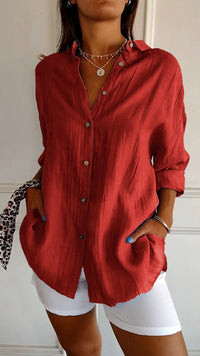 Sonoma | Crinkle Texture Button-Down Tunic Blouse