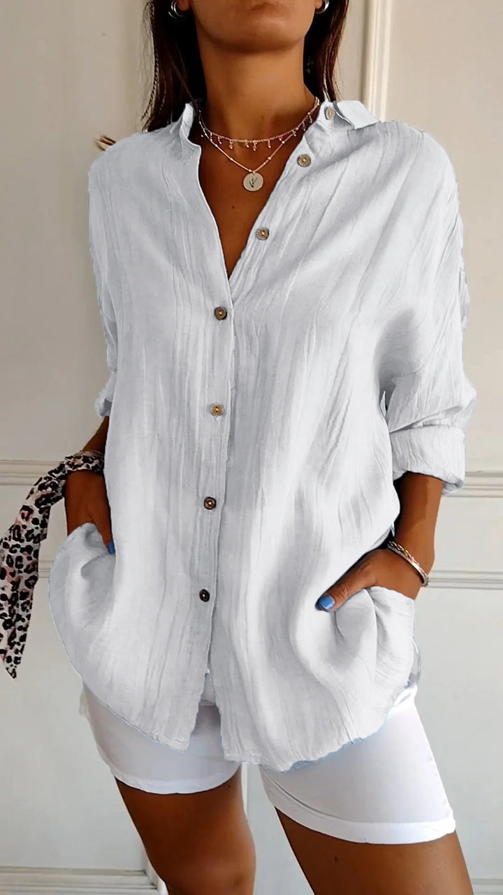 Sonoma | Crinkle Texture Button-Down Tunic Blouse