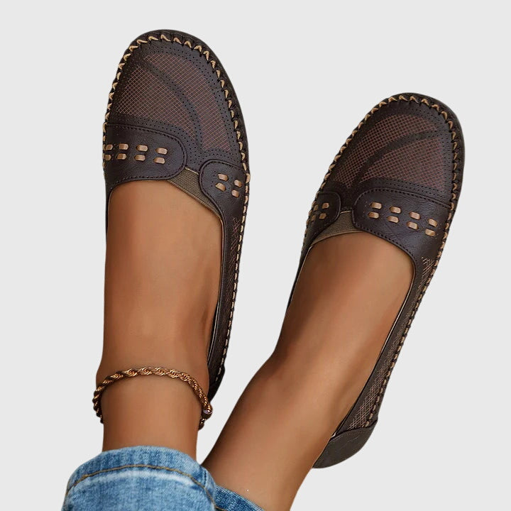 Priscilla | Women's Slip-On Orthopedic Flats with Perforated Cutout Detail