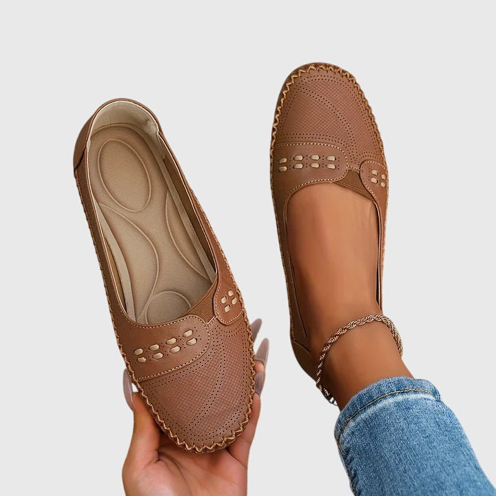 Priscilla | Women's Slip-On Orthopedic Flats with Perforated Cutout Detail