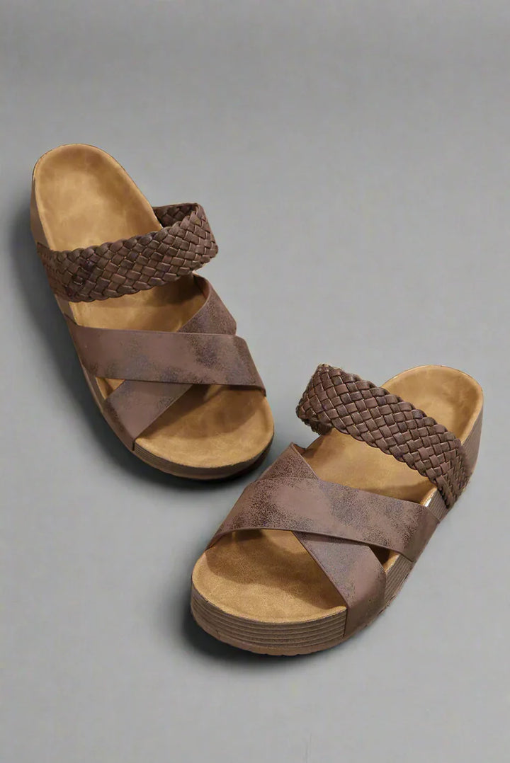 Paloma | Woven Cross-Strap Sandals with Platform Wedge Sole
