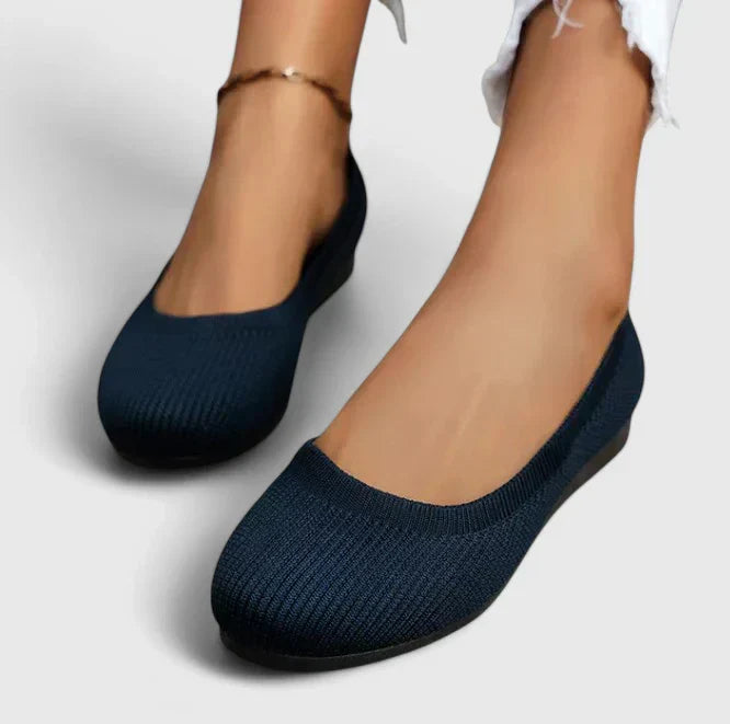 Adalynn | Women's Round Toe Orthopedic Flats with Knit Mesh Detail