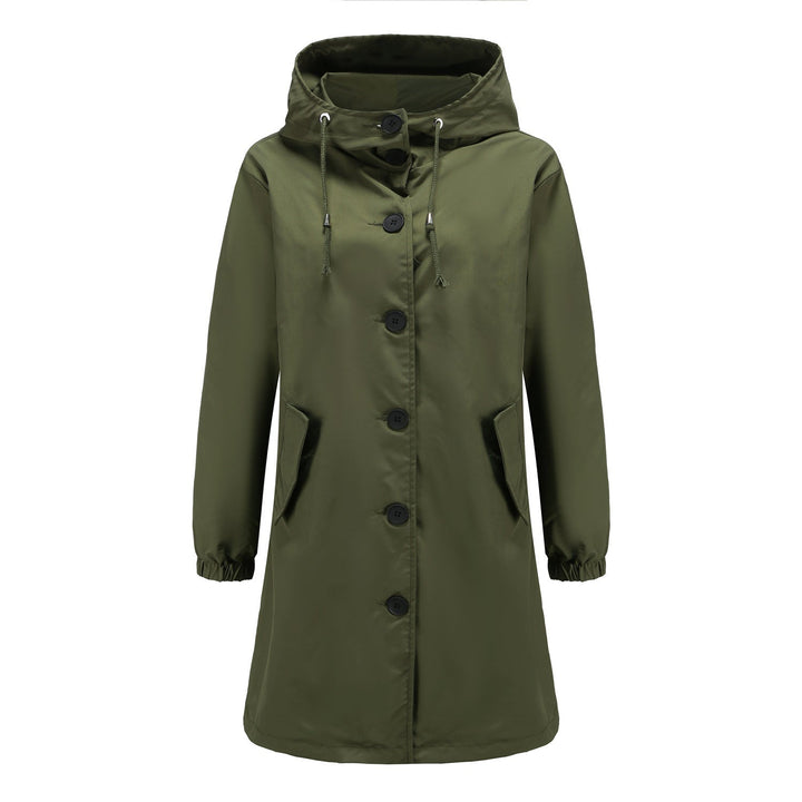 Philippa | Women's Hooded Long-Sleeve Waterproof Coat – Button-Front A-Line Fit