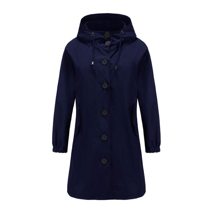 Philippa | Women's Hooded Long-Sleeve Waterproof Coat – Button-Front A-Line Fit
