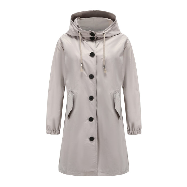 Philippa | Women's Hooded Long-Sleeve Waterproof Coat – Button-Front A-Line Fit