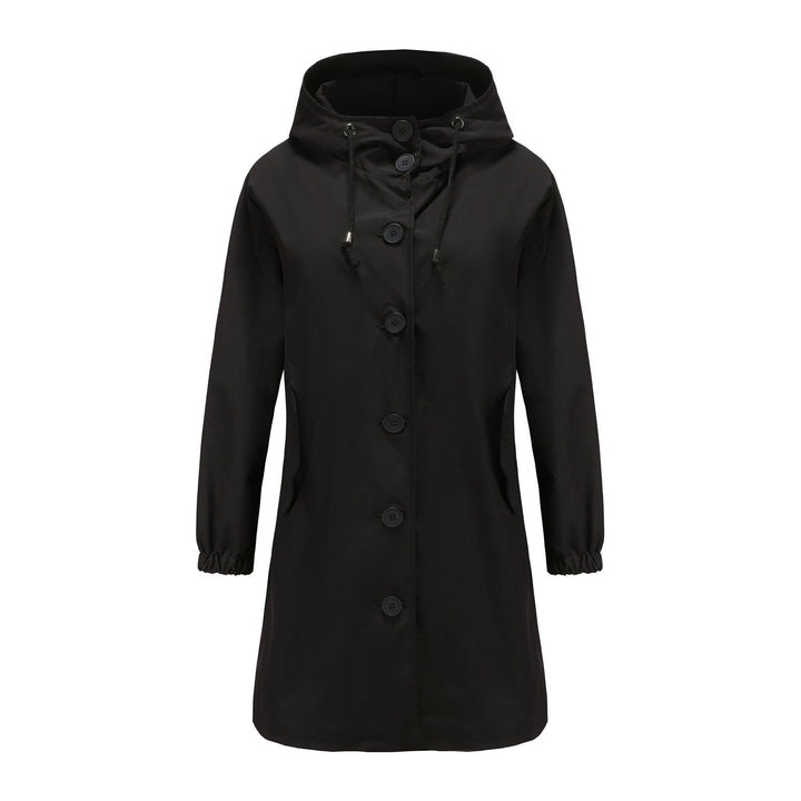 Philippa | Women's Hooded Long-Sleeve Waterproof Coat – Button-Front A-Line Fit