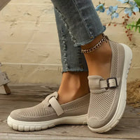 Breezy | Mesh Knit Buckle Strap Womens Sneakers