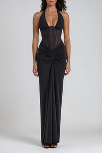 Seraphina | Mesh Corset Ruched Halter Neck Dress