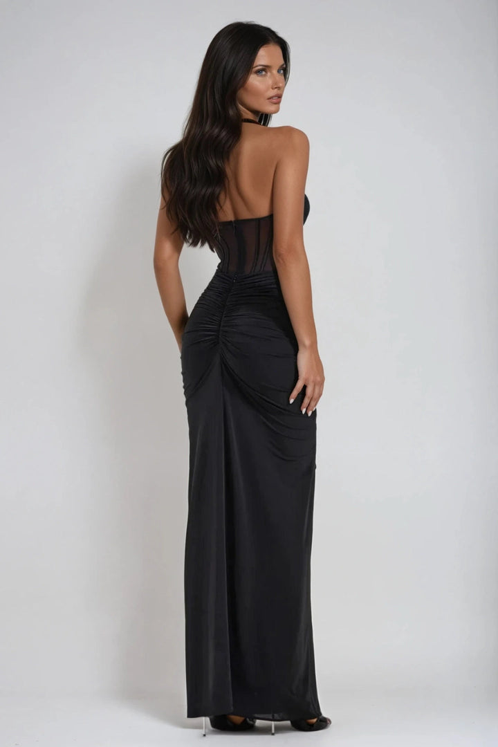 Seraphina | Mesh Corset Ruched Halter Neck Dress