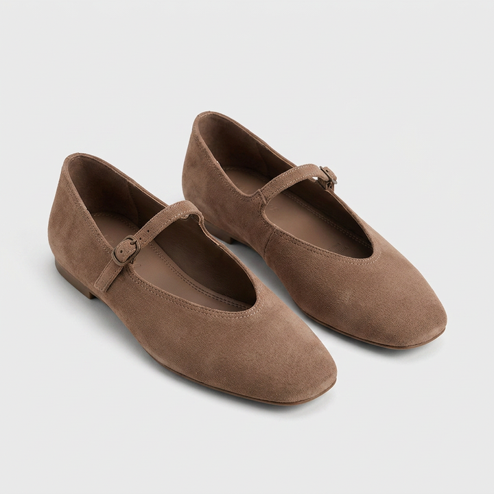 Noelle | Square Toe Suede Mary Jane Orthopedic Flats with Buckle
