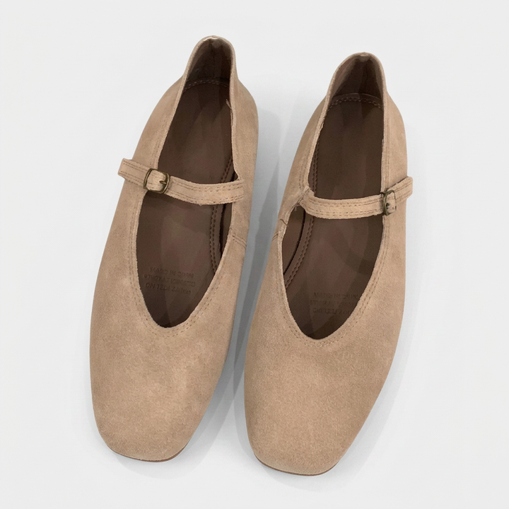 Noelle | Square Toe Suede Mary Jane Orthopedic Flats with Buckle