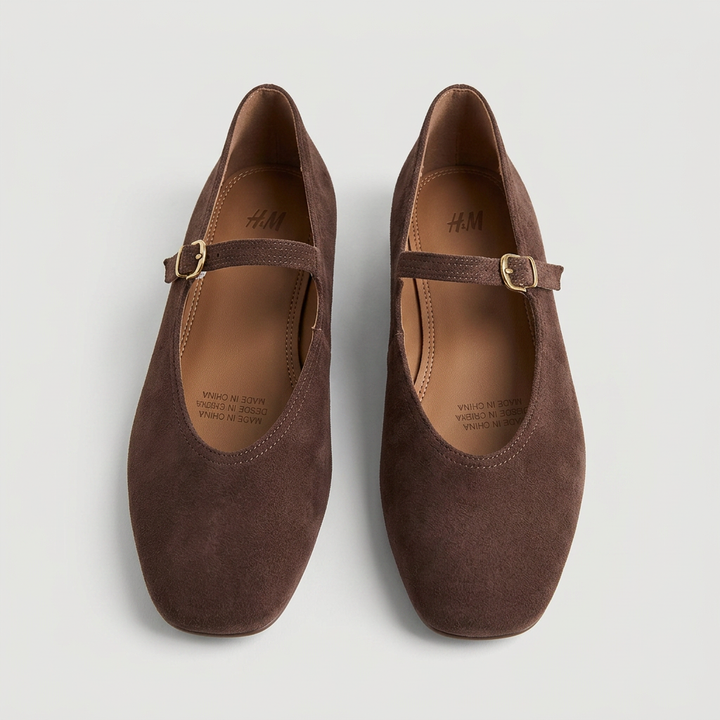 Noelle | Square Toe Suede Mary Jane Orthopedic Flats with Buckle