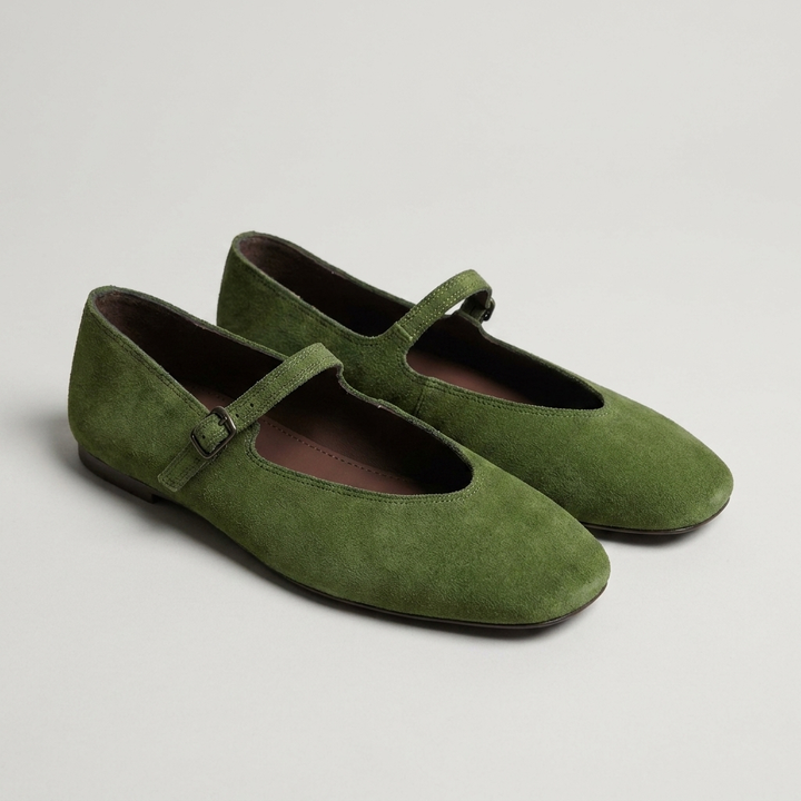 Noelle | Square Toe Suede Mary Jane Orthopedic Flats with Buckle
