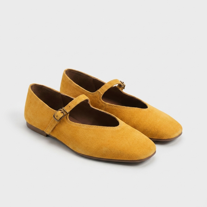 Noelle | Square Toe Suede Mary Jane Orthopedic Flats with Buckle