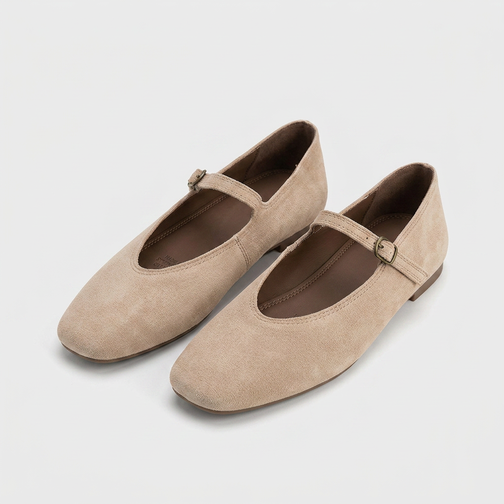 Noelle | Square Toe Suede Mary Jane Orthopedic Flats with Buckle