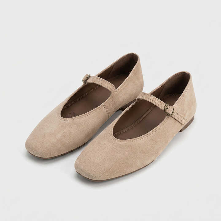 Noelle | Square Toe Suede Mary Jane Orthopedic Flats with Buckle