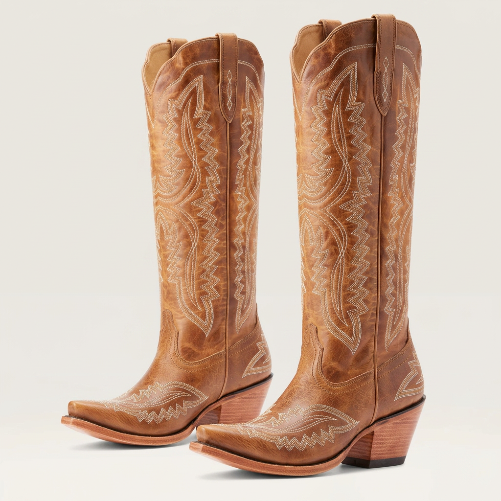 Sabrina | Women's Embroidered Knee High Boots – Western Pointed Toe Style