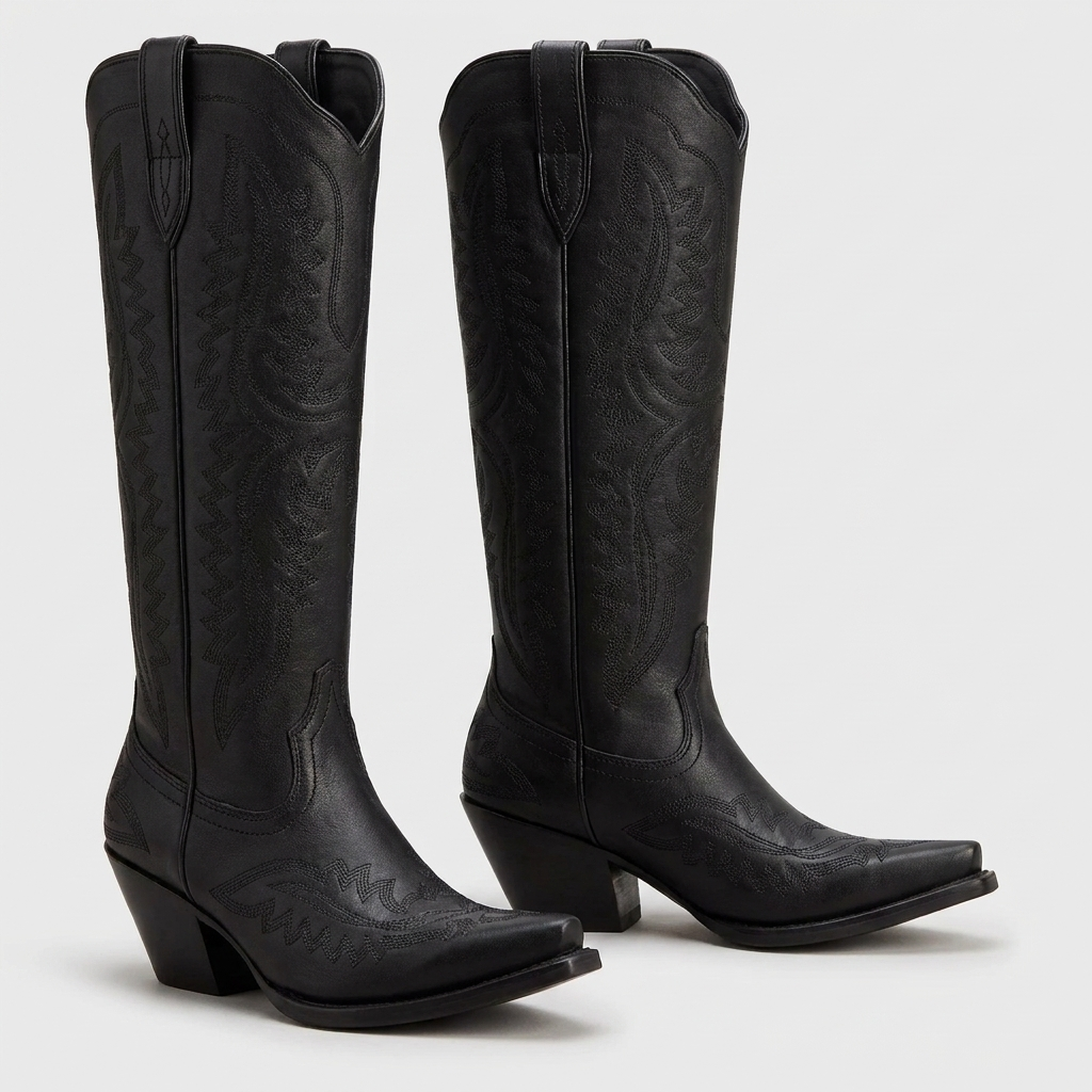 Sabrina | Women's Embroidered Knee High Boots – Western Pointed Toe Style