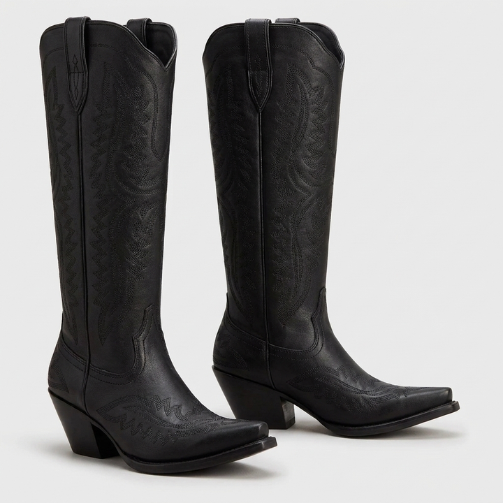 Sabrina | Women's Embroidered Knee High Boots – Western Pointed Toe Style