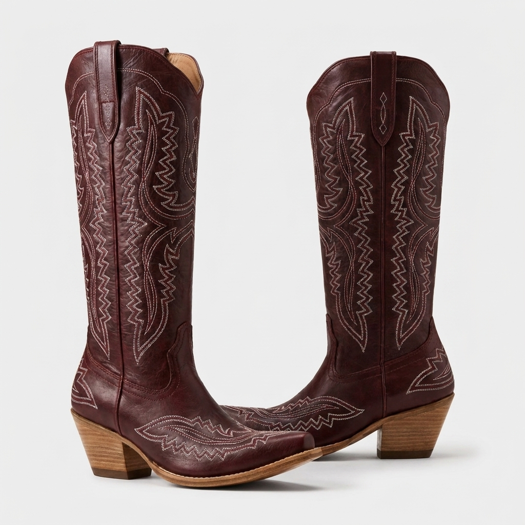 Sabrina | Women's Embroidered Knee High Boots – Western Pointed Toe Style
