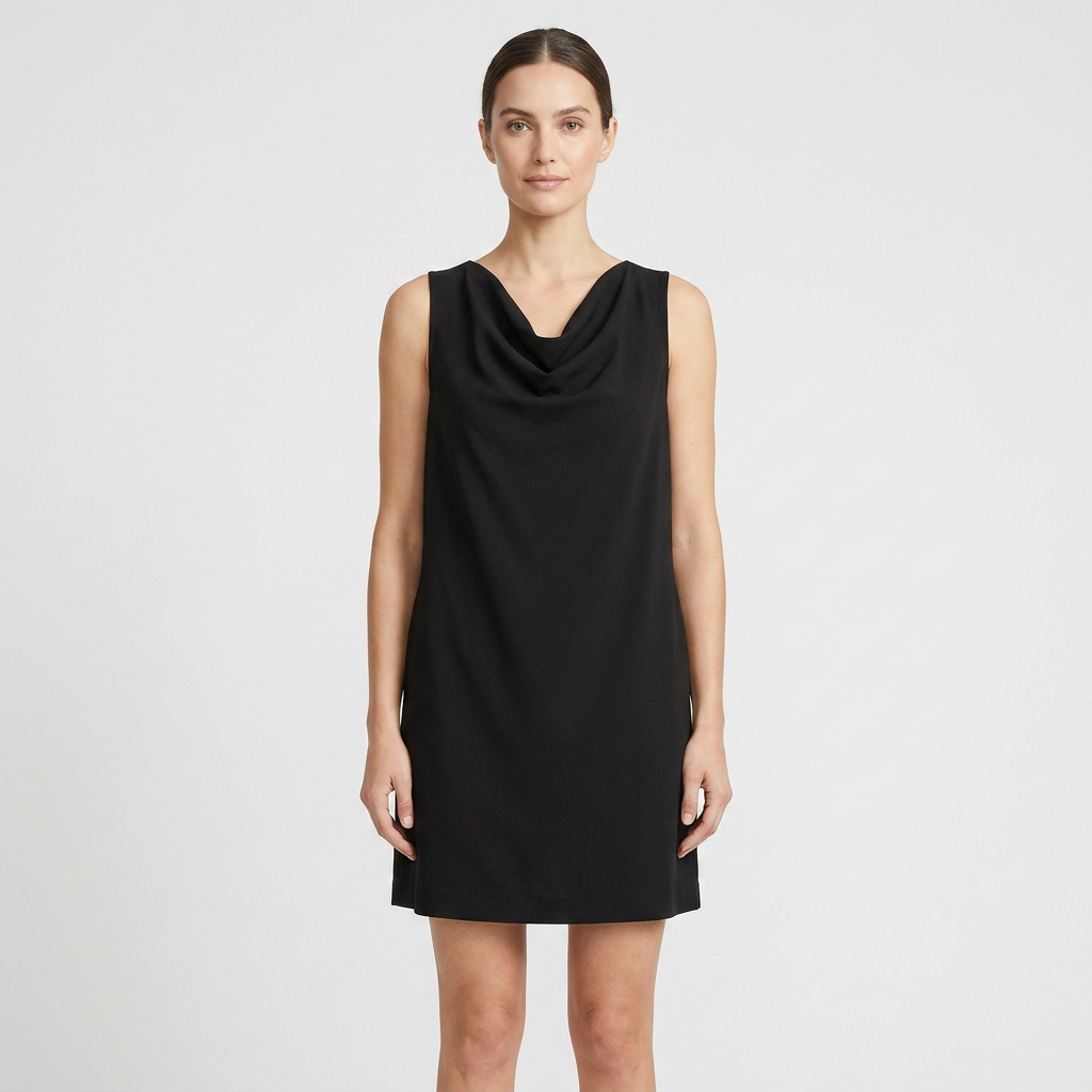 Women's Cowl Neck Sleeveless Mini Dress Straight Fit Casual Everyday