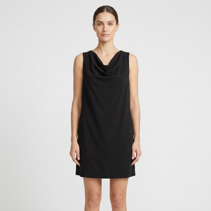 Women's Cowl Neck Sleeveless Mini Dress Straight Fit Casual Everyday