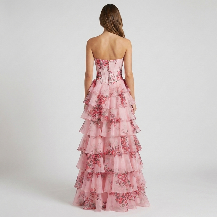 Celestine | Floral Corset Tiered Wedding Guest Dress