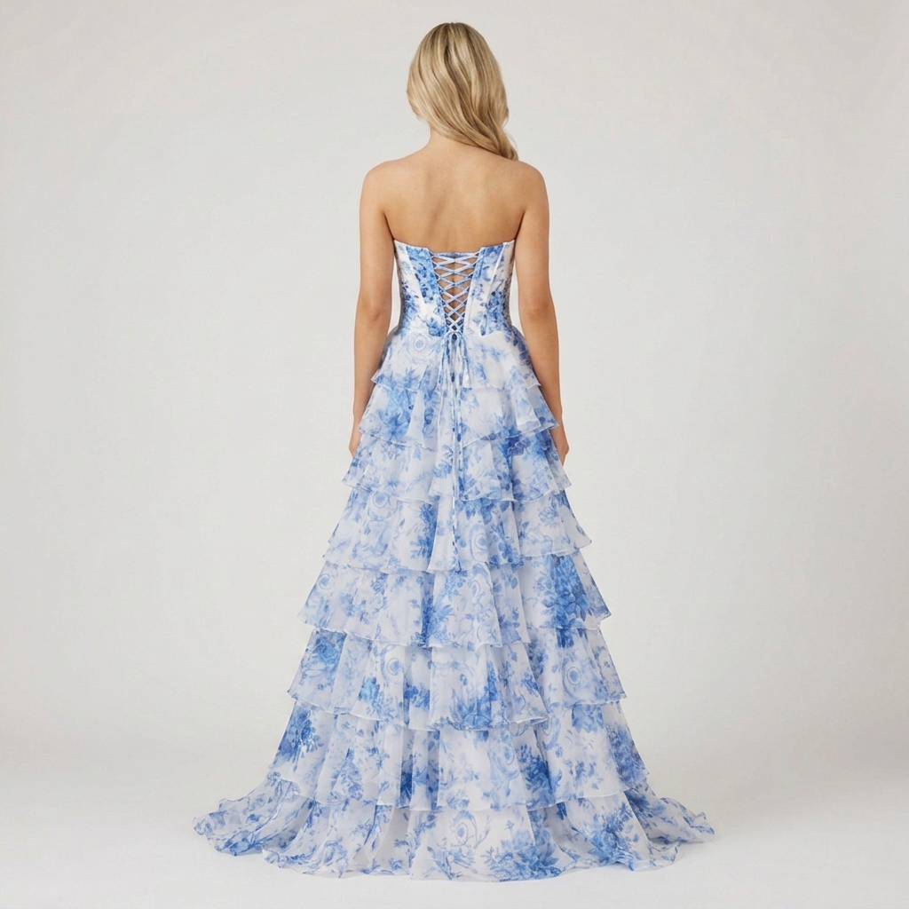 Celestine | Floral Corset Tiered Wedding Guest Dress