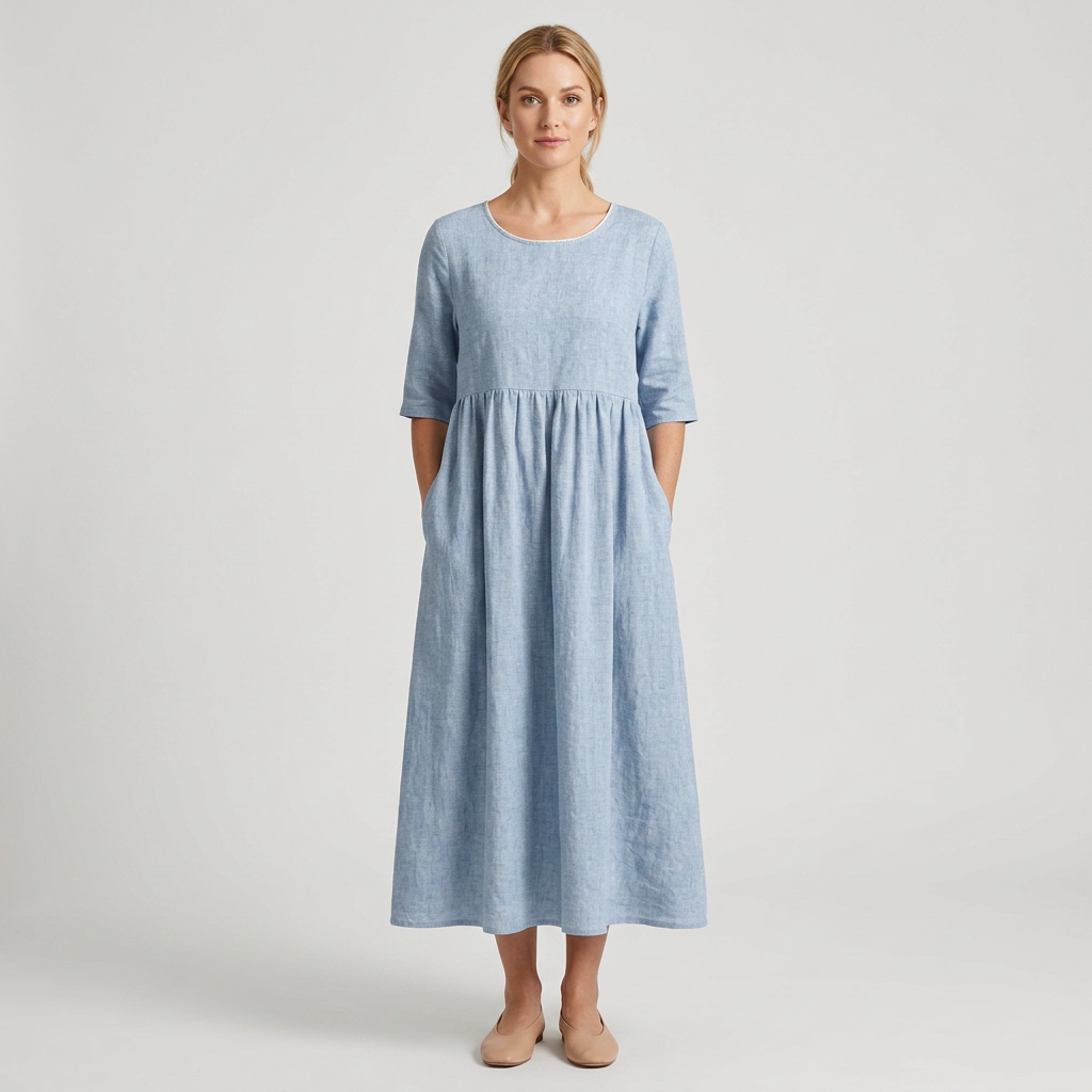 Positano | Gathered Empire Waist Linen Summer Dress