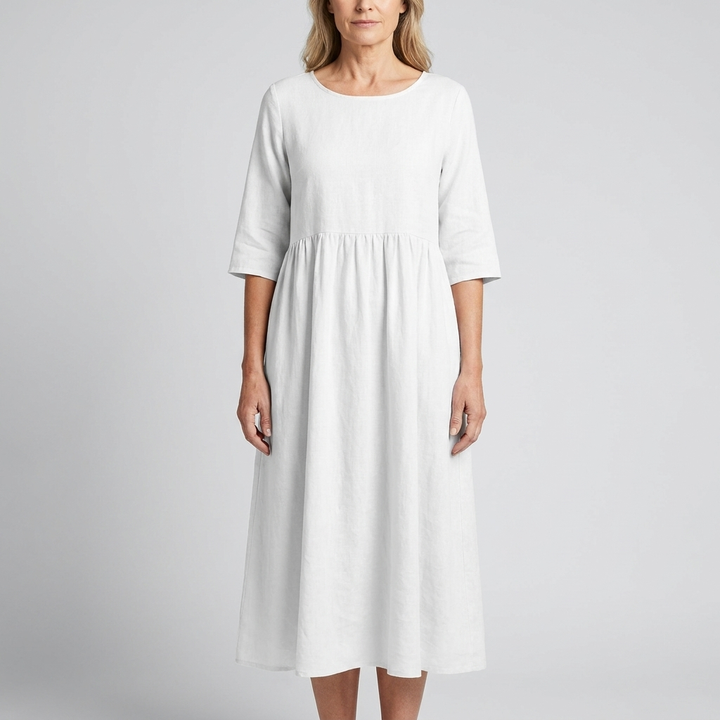 Positano | Gathered Empire Waist Linen Summer Dress
