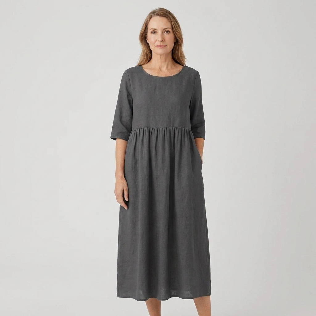 Positano | Gathered Empire Waist Linen Summer Dress