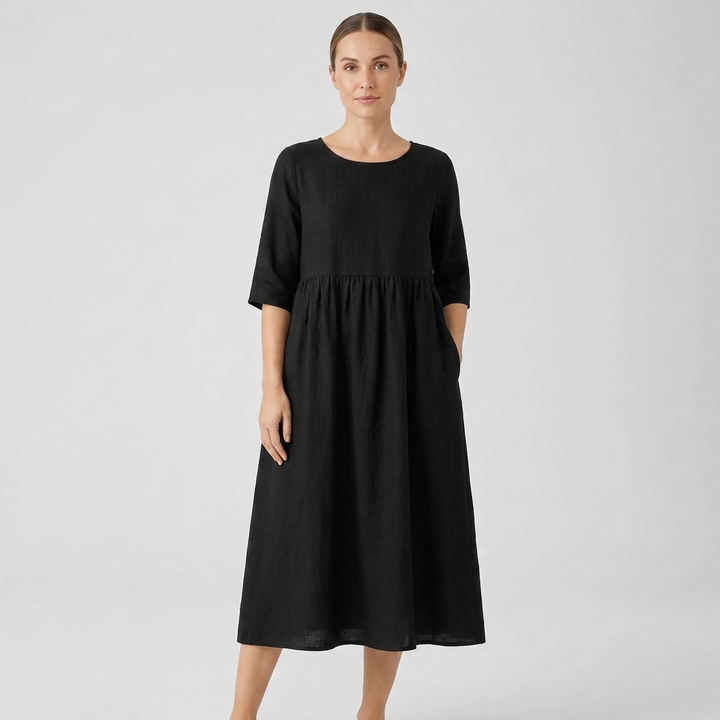Positano | Gathered Empire Waist Linen Summer Dress