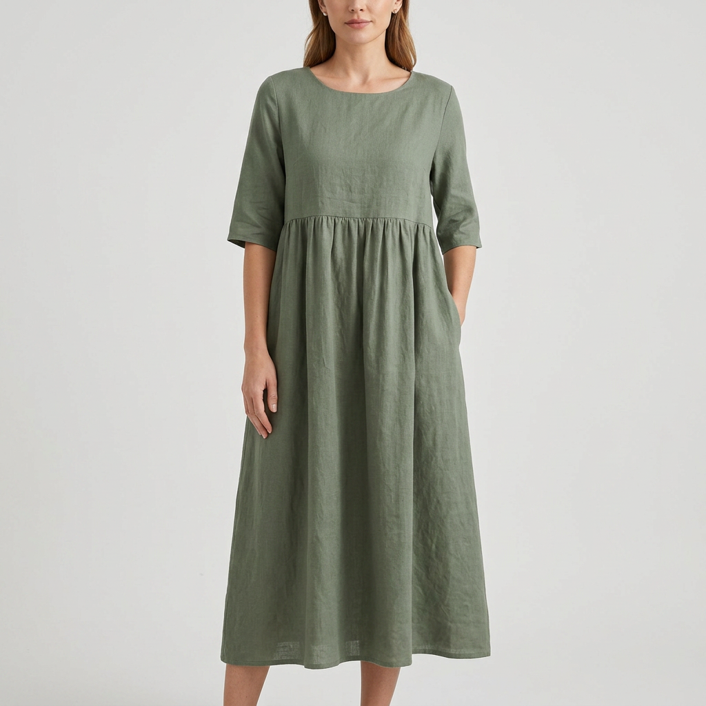 Positano | Gathered Empire Waist Linen Summer Dress