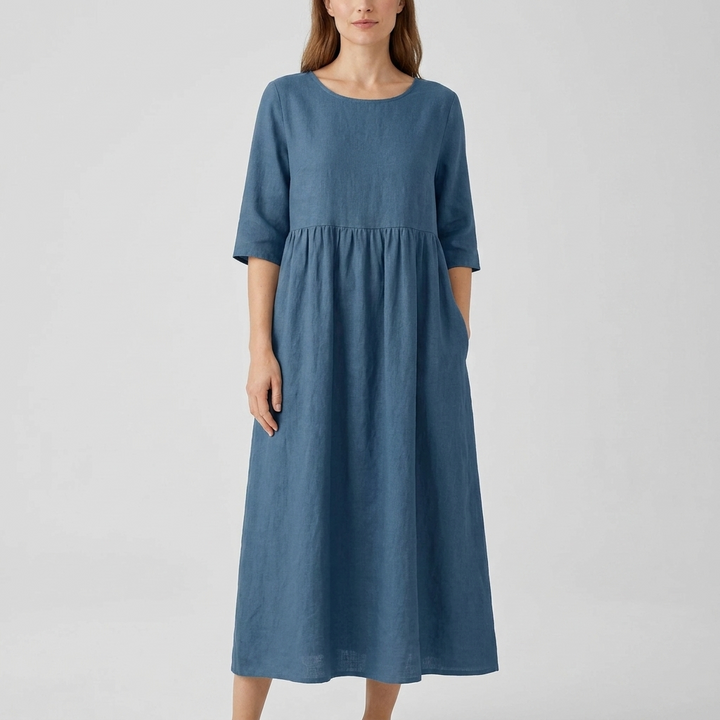 Positano | Gathered Empire Waist Linen Summer Dress