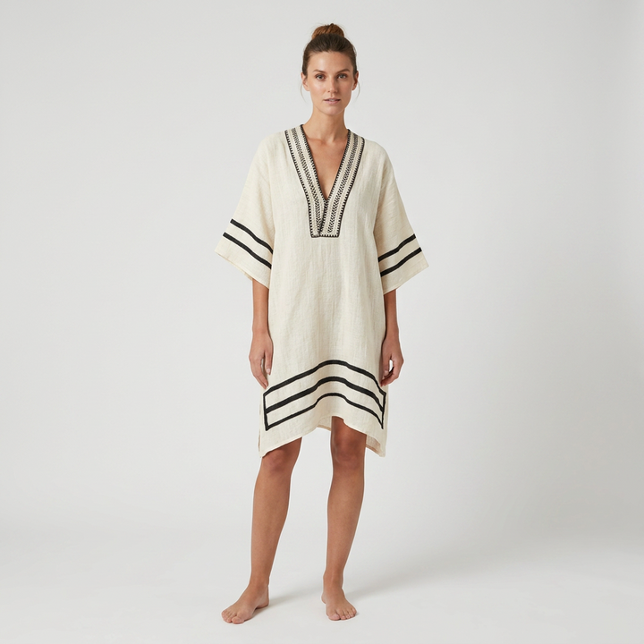 Thessaly | Tribal Print Kaftan V-Neck Summer Dress