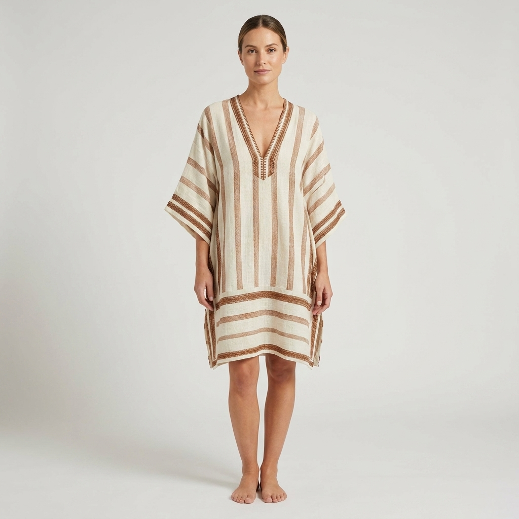 Thessaly | Tribal Print Kaftan V-Neck Summer Dress