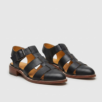 Petra | Woven Cage Buckle Strap Orthopedic Flats in Leather
