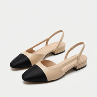 Colette | Two-Tone Cap Toe Slingback Orthopedic Flats with Block Heel