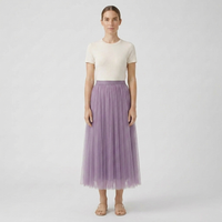 Aurora | Women's Maxi Skirt – Pleated Tulle A-Line Elastic Waist Design