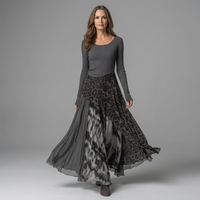 Womens Bohemian Long Sleeve Maxi Dress Leopard Print Knit