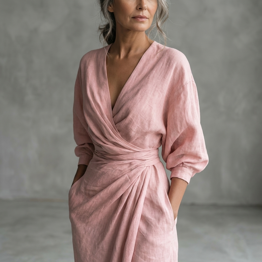 Womens Floral Draped Wrap V-Neck Maxi Dress With Pockets 9