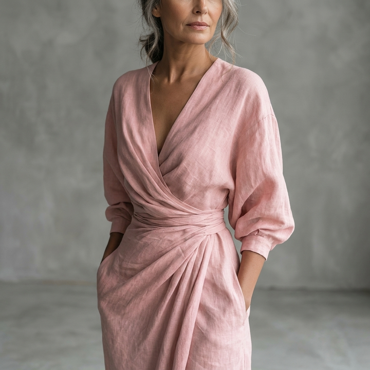 Womens Floral Draped Wrap V-Neck Maxi Dress With Pockets 9