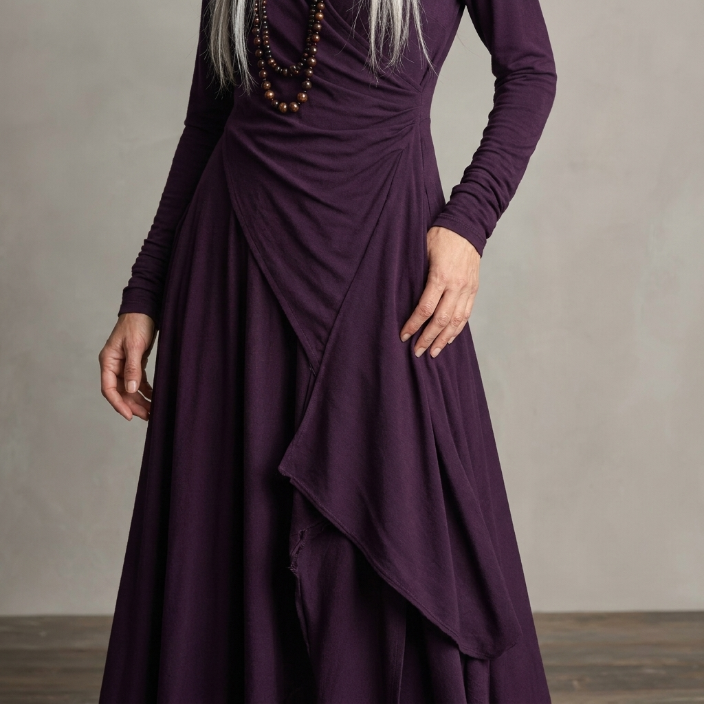 Womens Draped Turtleneck Long Sleeve Maxi Dress Soft Fabric 10