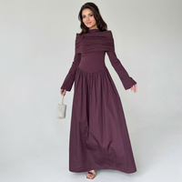 Womens Floral Bohemian Long Sleeve Maxi Dress Relaxed A-Line