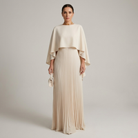 Womens Formal Long Sleeve Batwing Cape Maxi Dress Chiffon